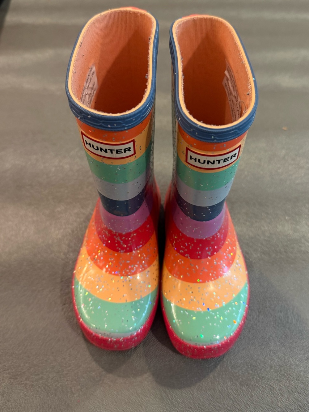 Hunter Kids' Rainbow Stripe Rain Boots - Multicolor. Size 8